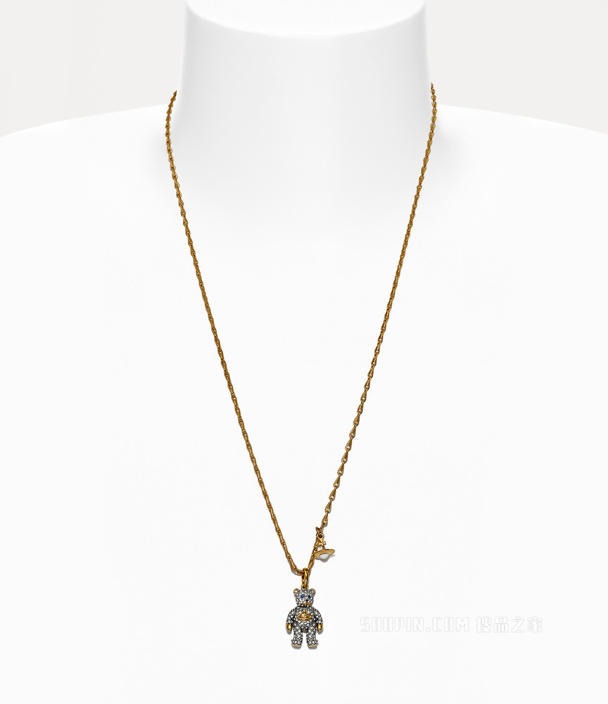 Little Pave Teddy Long Necklace