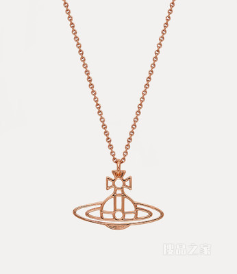 Thin Lines Short Flat Orb Pendant Pink Gold-Tone