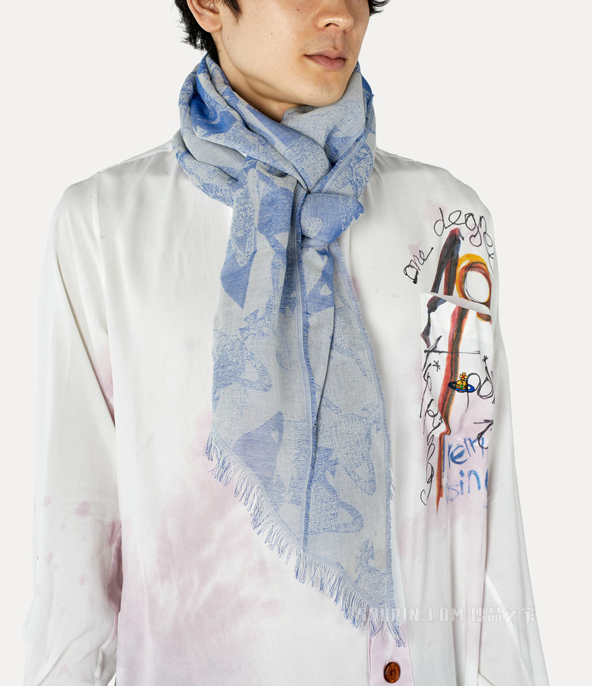 【Vivienne Westwood】チェア&オーブ柄 シルク混大判スカーフ Vivienne Westwood】Orb Stamp Two Point Scarf