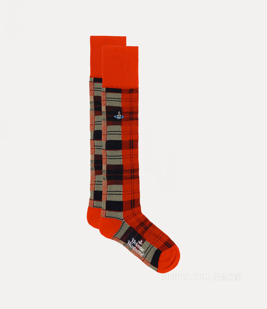 Block Tartan Knee Sock