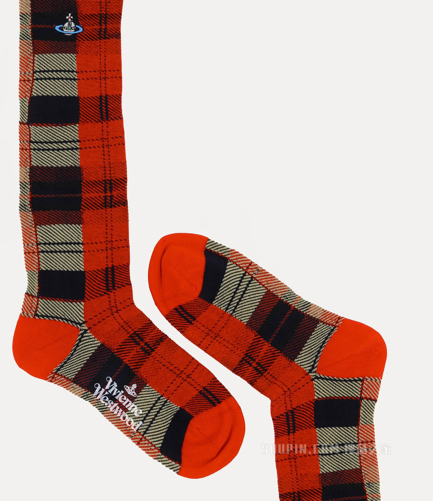 Block Tartan Knee Sock