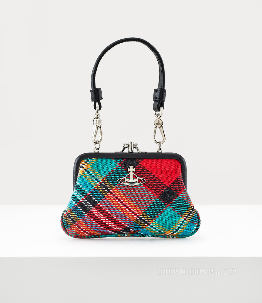 Tory Double Frame Purse Tartan