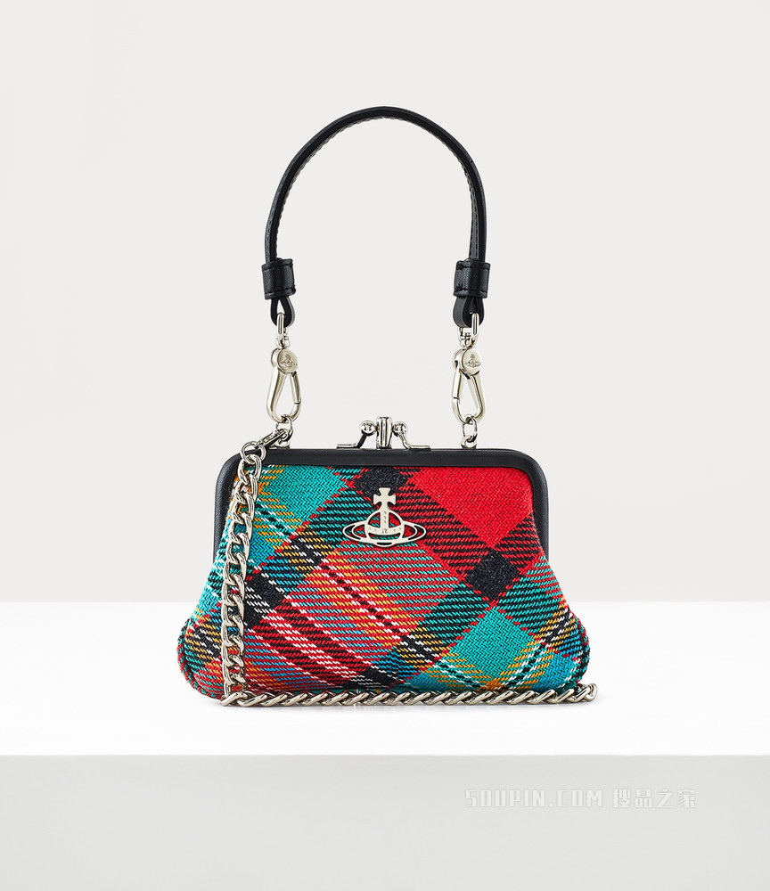 Tory Double Frame Purse Tartan