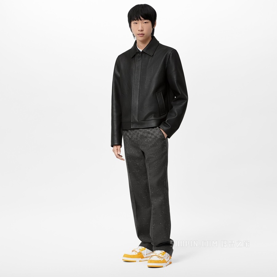 DAMIER SPREAD 皮革束腰夹克