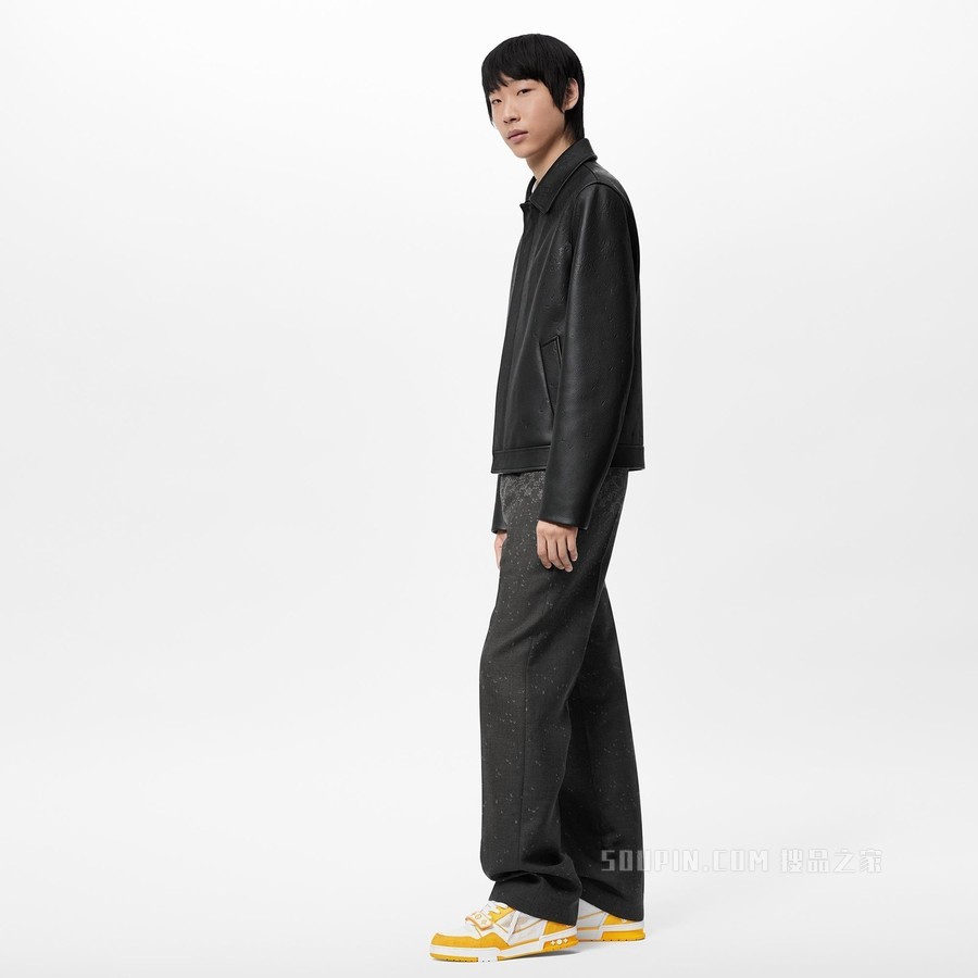 DAMIER SPREAD 皮革束腰夹克