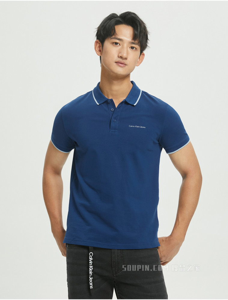【预估到手价593】Calvin Klein 22春夏新品新款男休闲镶边翻领小LOGO透气短袖POLO衫J319183
