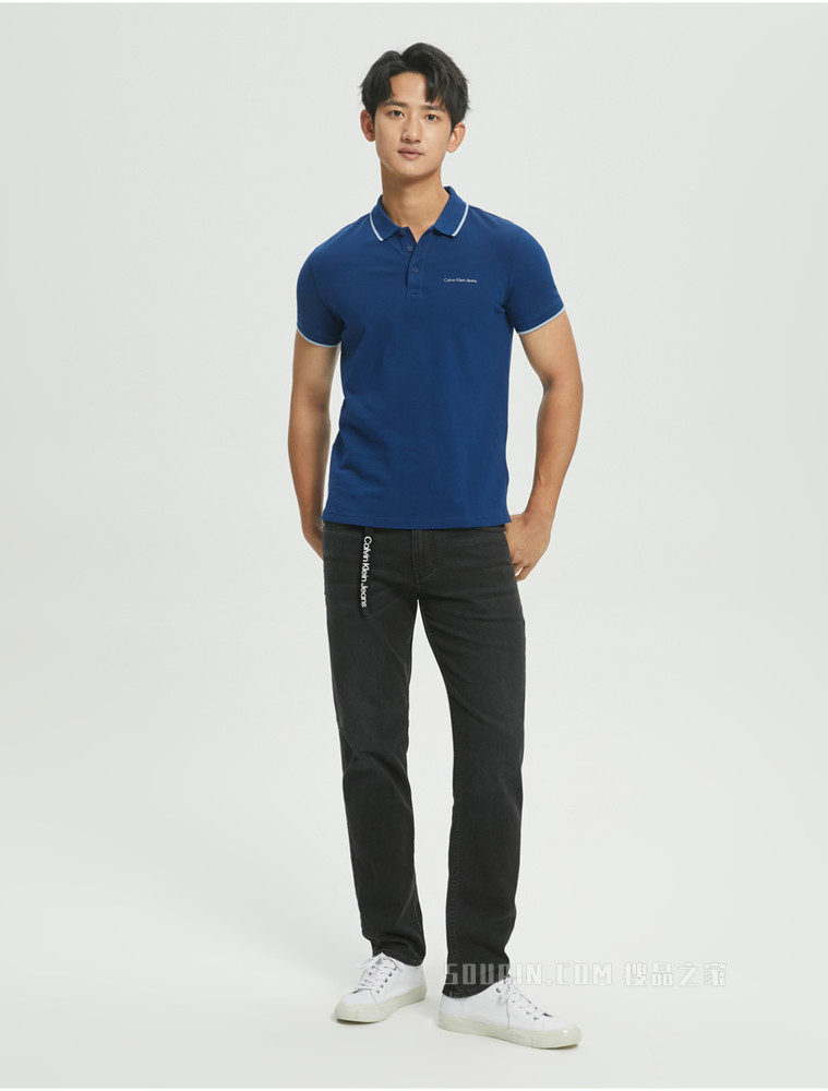 【预估到手价593】Calvin Klein 22春夏新品新款男休闲镶边翻领小LOGO透气短袖POLO衫J319183