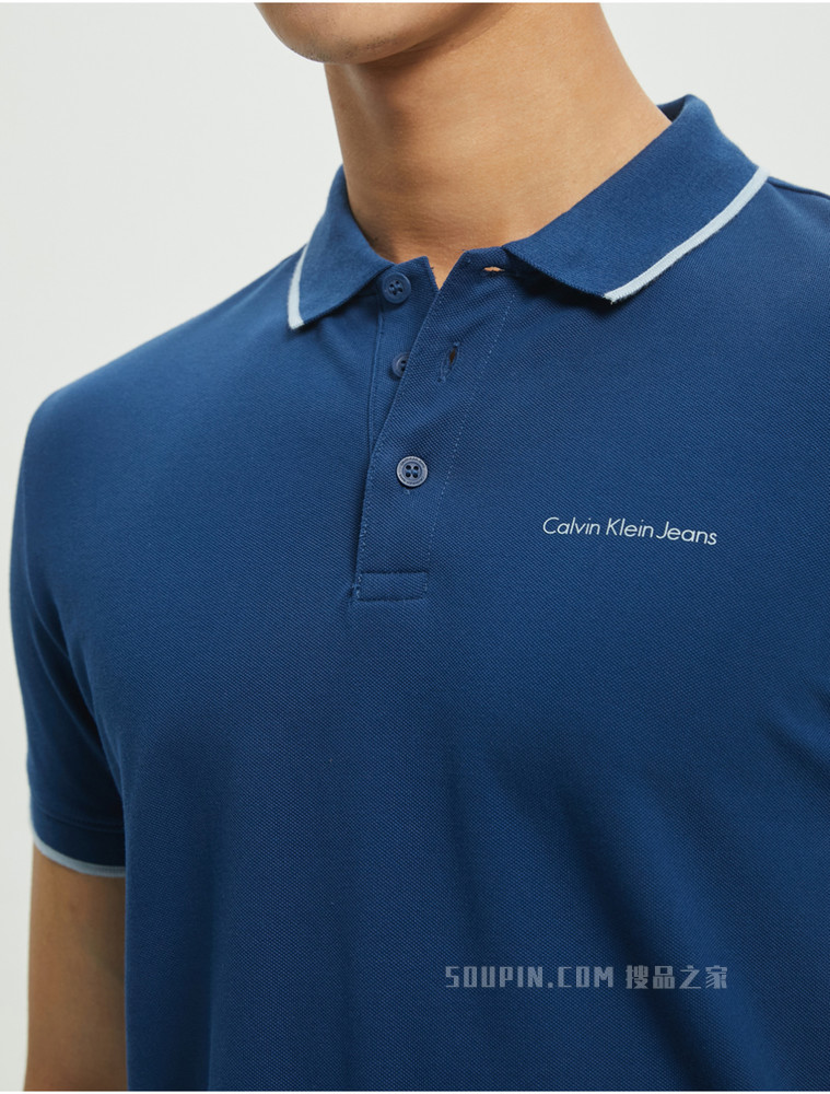 【预估到手价593】Calvin Klein 22春夏新品新款男休闲镶边翻领小LOGO透气短袖POLO衫J319183