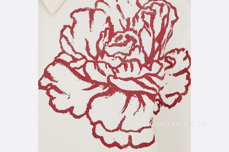 衬衫 米白色棉质和桑蚕丝混纺府绸 Dior Union 图案