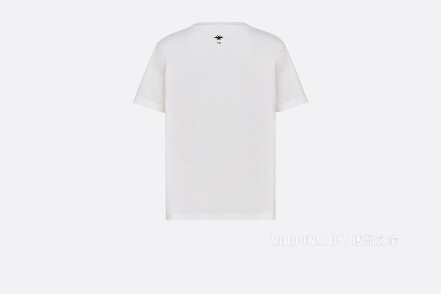 T 恤 米白色棉质和亚麻混纺平纹针织面料 Dior Union 图案