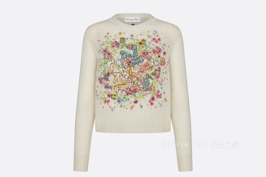 Dior Chez Moi 针织衫 米白色山羊绒嵌花编织多色 D-Constellation 图案