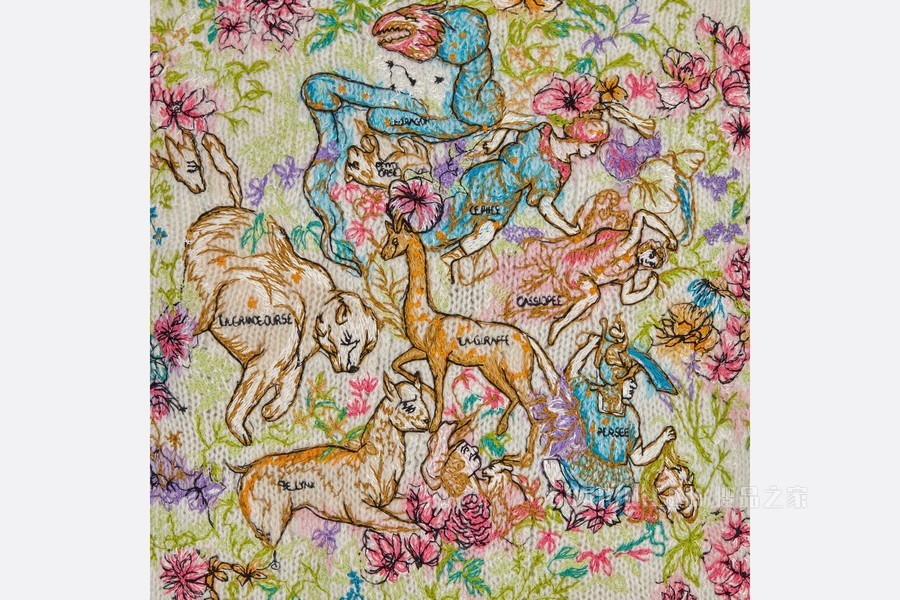 Dior Chez Moi 针织衫 米白色山羊绒嵌花编织多色 D-Constellation 图案