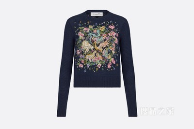 Dior Chez Moi 针织衫 海军蓝色山羊绒嵌花编织 D-Constellation 图案
