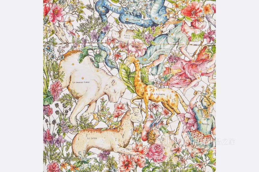 Dior Chez Moi T 恤 米白色棉质和亚麻混纺平纹针织面料多色 D-Constellation 图案