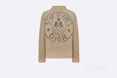 Caro 夹克 米色弹性棉质混纺面料搭配背面黑色 Dior Union 图案