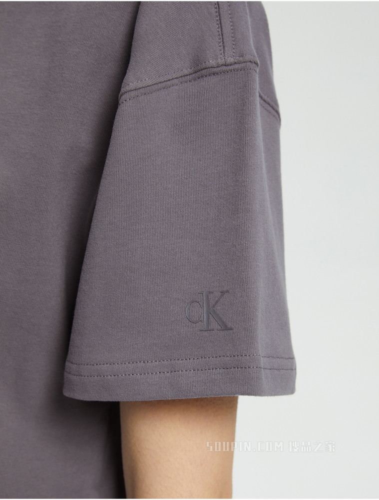 【预估到手价442】Calvin Klein 女士舒适纯棉交叠LOGO短款宽松短袖T恤J217955