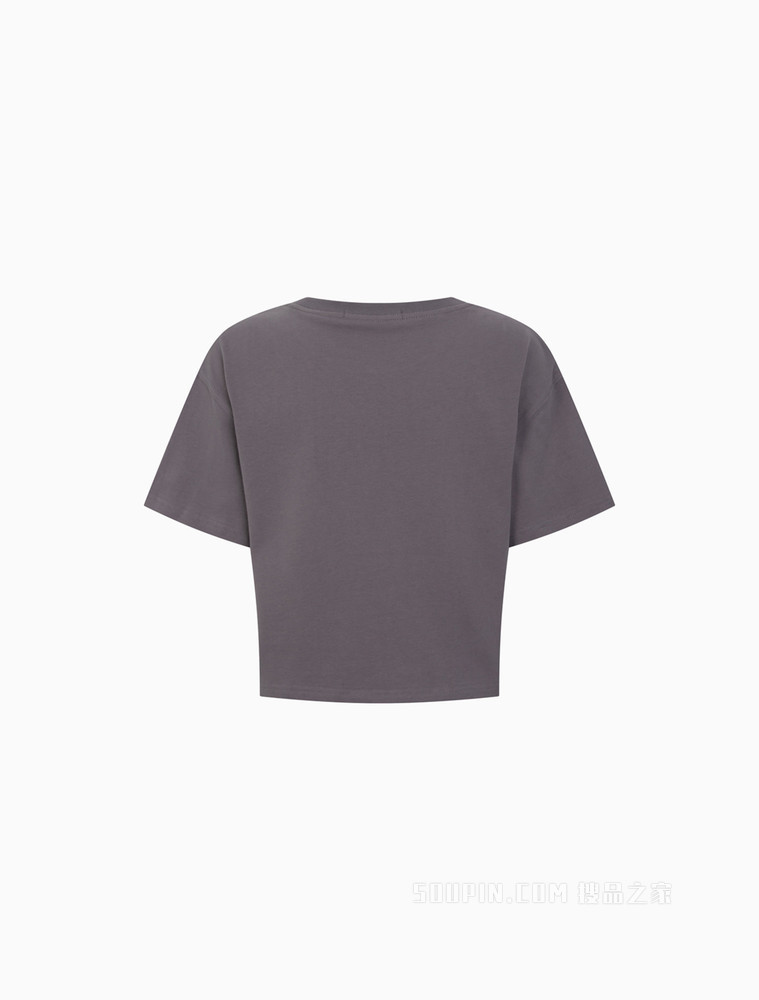【预估到手价442】Calvin Klein 女士舒适纯棉交叠LOGO短款宽松短袖T恤J217955