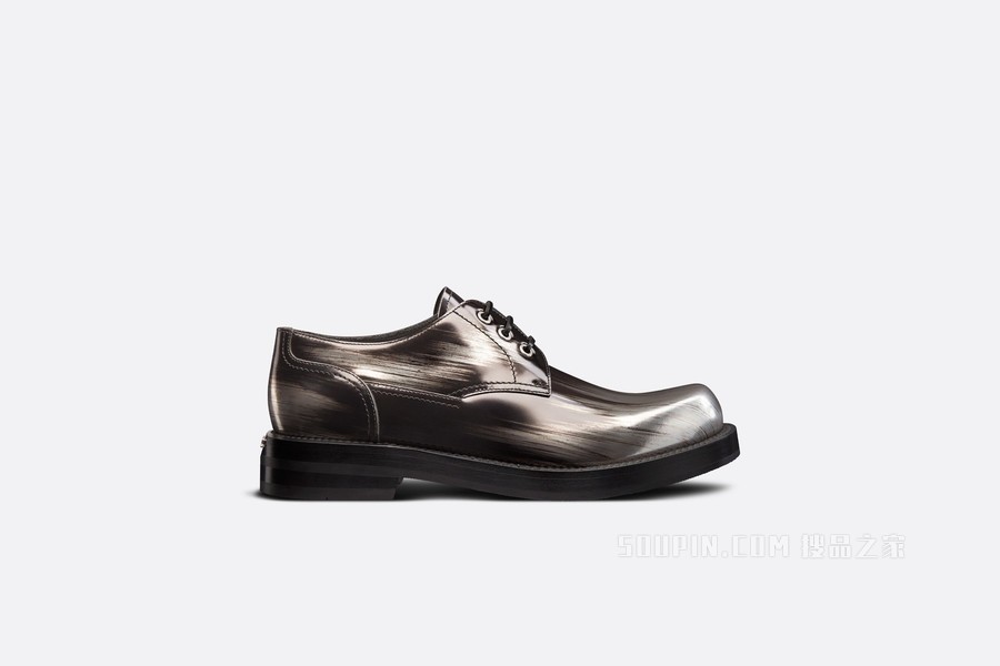 Dior Carlo 德比鞋 银色调牛皮革 Grunge 风格图案