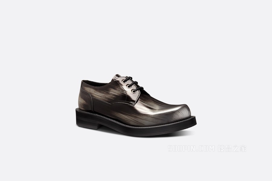Dior Carlo 德比鞋 银色调牛皮革 Grunge 风格图案