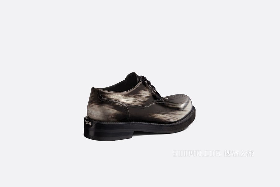 Dior Carlo 德比鞋 银色调牛皮革 Grunge 风格图案