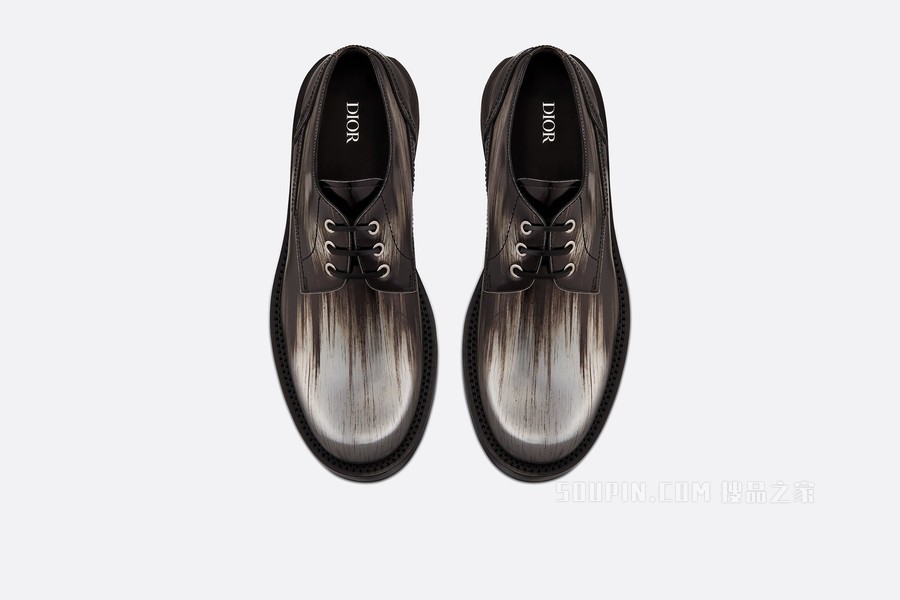 Dior Carlo 德比鞋 银色调牛皮革 Grunge 风格图案