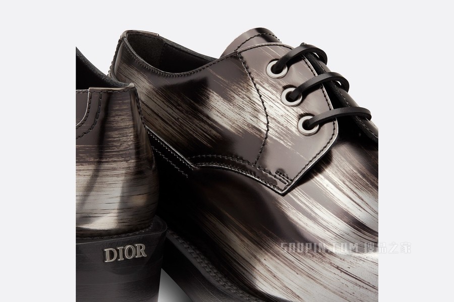 Dior Carlo 德比鞋 银色调牛皮革 Grunge 风格图案