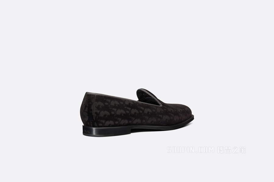 Dior Timeless 乐福鞋 黑色天鹅绒 Oblique 印花