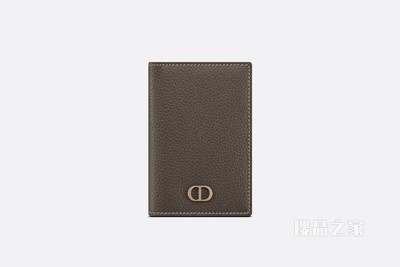 双折卡夹 檀黑色粒面牛皮革“CD Icon”标志