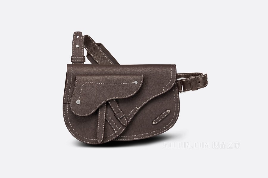 马鞍手拿包 檀黑色粒面牛皮革