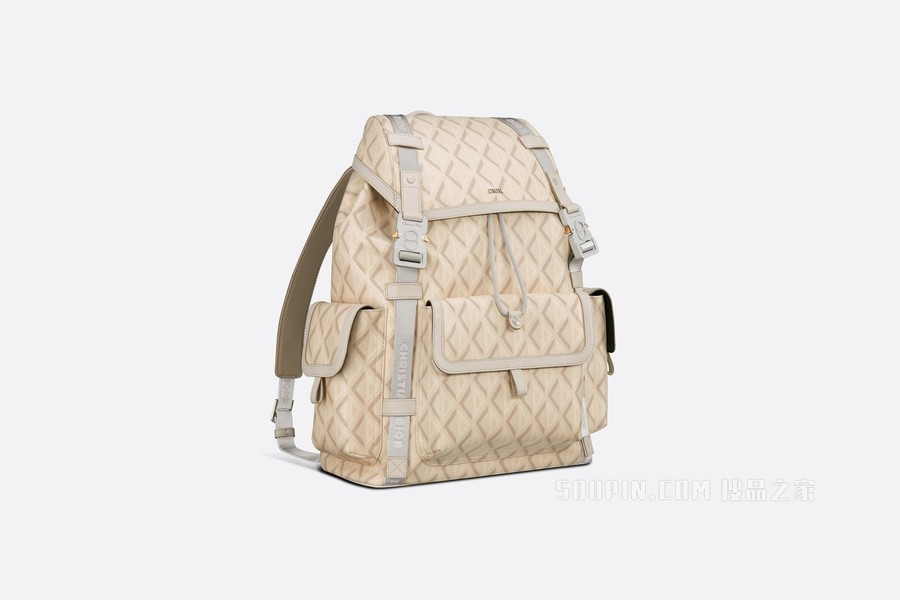 Dior Hit the Road 双肩背包 自然色帆布 CD Diamond 图案