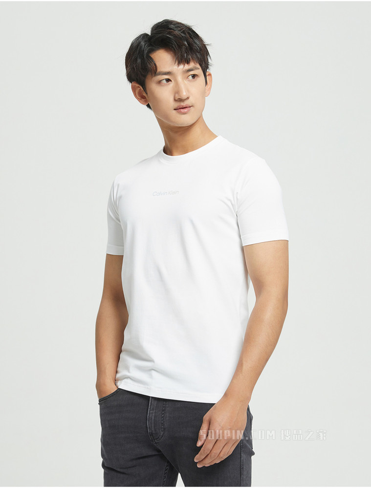 【预估到手价442】Calvin Klein 男士休闲圆领胶质LOGO舒适打底短袖T恤J319782