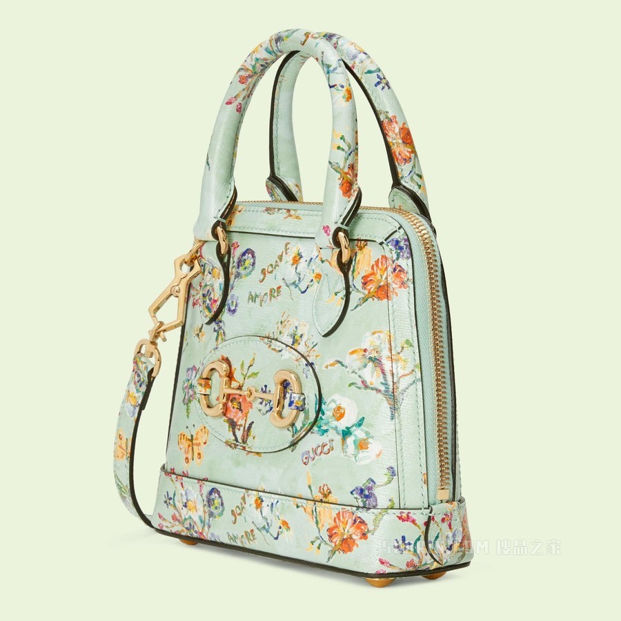 Gucci 马衔扣1955系列迷你手提包 薄荷绿皮革