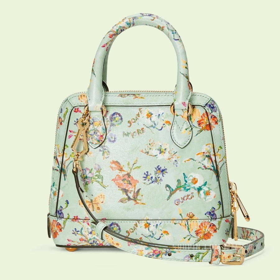 Gucci 马衔扣1955系列迷你手提包 薄荷绿皮革