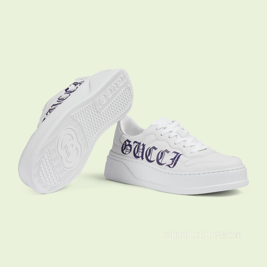 女士Gucci标识运动鞋 白色皮革