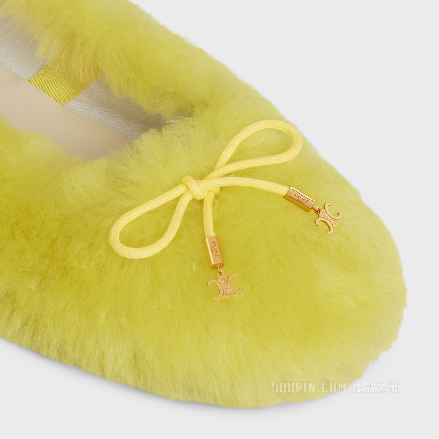 LES BALLERINES CELINE羊毛革花边平底鞋 24163