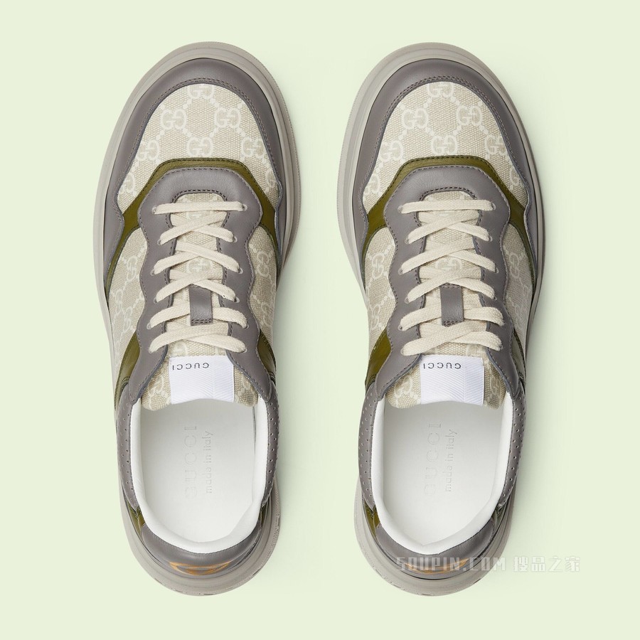 男士GG运动鞋 白色和米色Supreme帆布