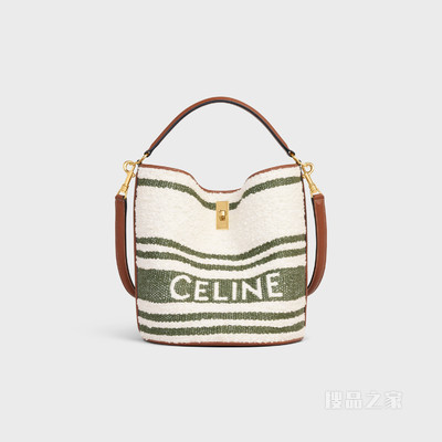 BUCKET 16 CELINE条纹织物牛皮革水桶包 24188