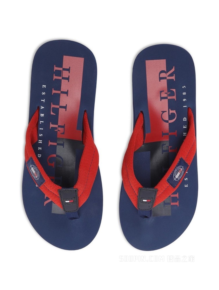 Tommy 22新款春夏男装时尚LOGO布标编织带夹脚人字拖凉拖03981