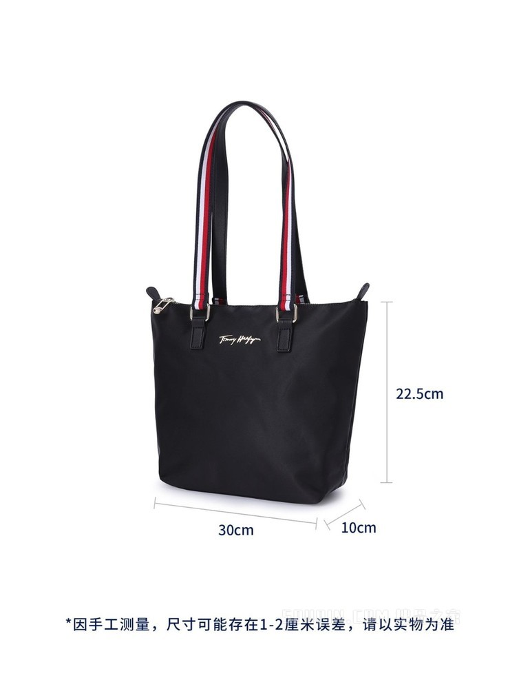 Tommy 22新款春季女装休闲简约金属LOGO条纹织带单肩包礼品11164