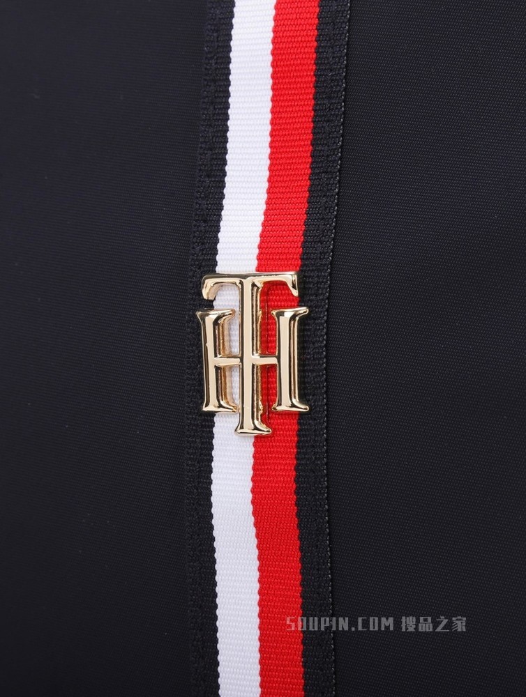 Tommy 22新款春夏女装时尚金属LOGO红白蓝织带双肩背包AW0AW11338
