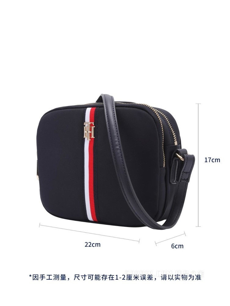 Tommy 22新款春夏女装时尚金属LOGO条纹织带单肩斜挎包AW0AW11334