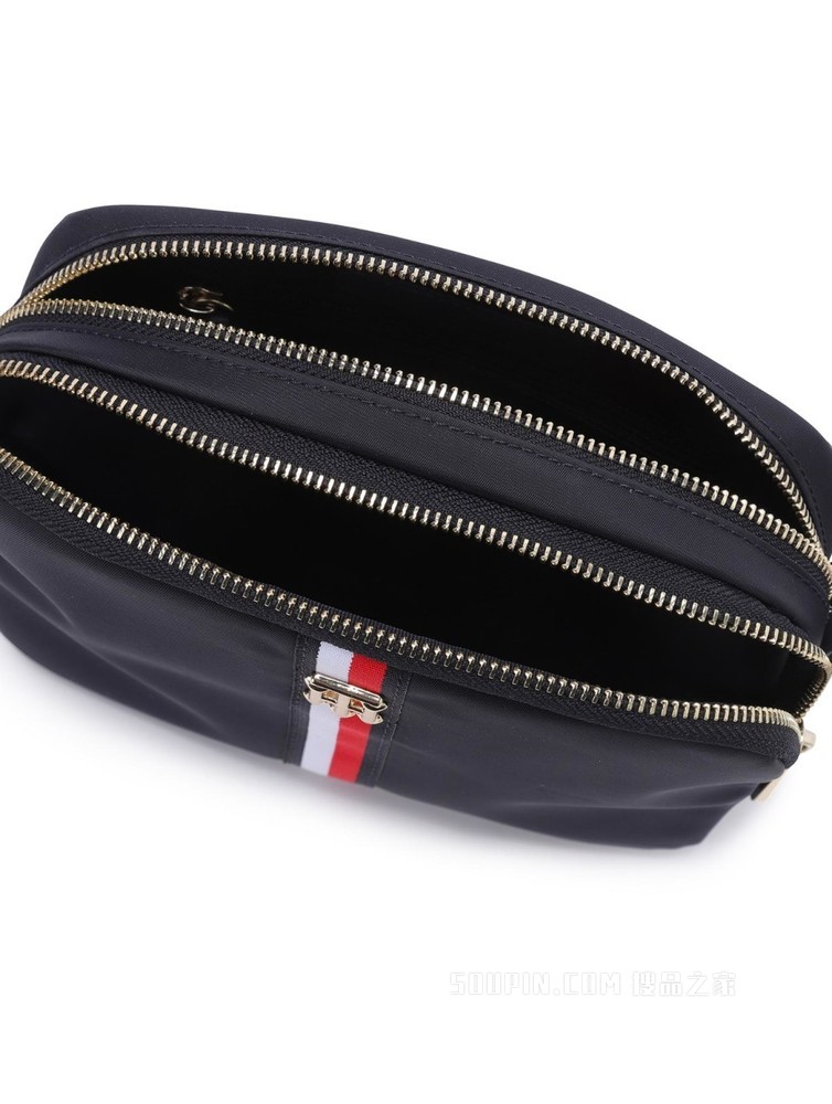 Tommy 22新款春夏女装时尚金属LOGO条纹织带单肩斜挎包AW0AW11334