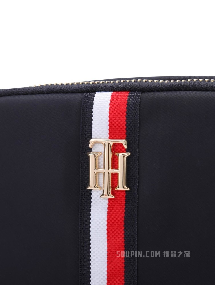 Tommy 22新款春夏女装时尚金属LOGO条纹织带单肩斜挎包AW0AW11334
