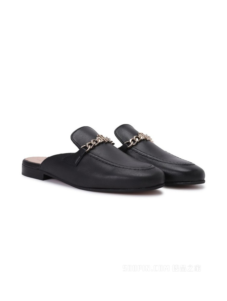 Tommy 22新款春夏女装时尚金属链条一脚蹬牛皮穆勒鞋FW0FW06162