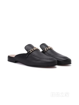 Tommy 22新款春夏女装时尚金属链条一脚蹬牛皮穆勒鞋FW0FW06162