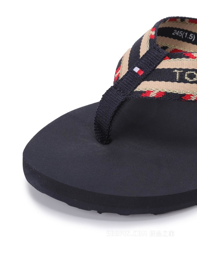 Tommy 22新款春夏女装时尚LOGO提花编织带夹脚人字拖凉拖06424