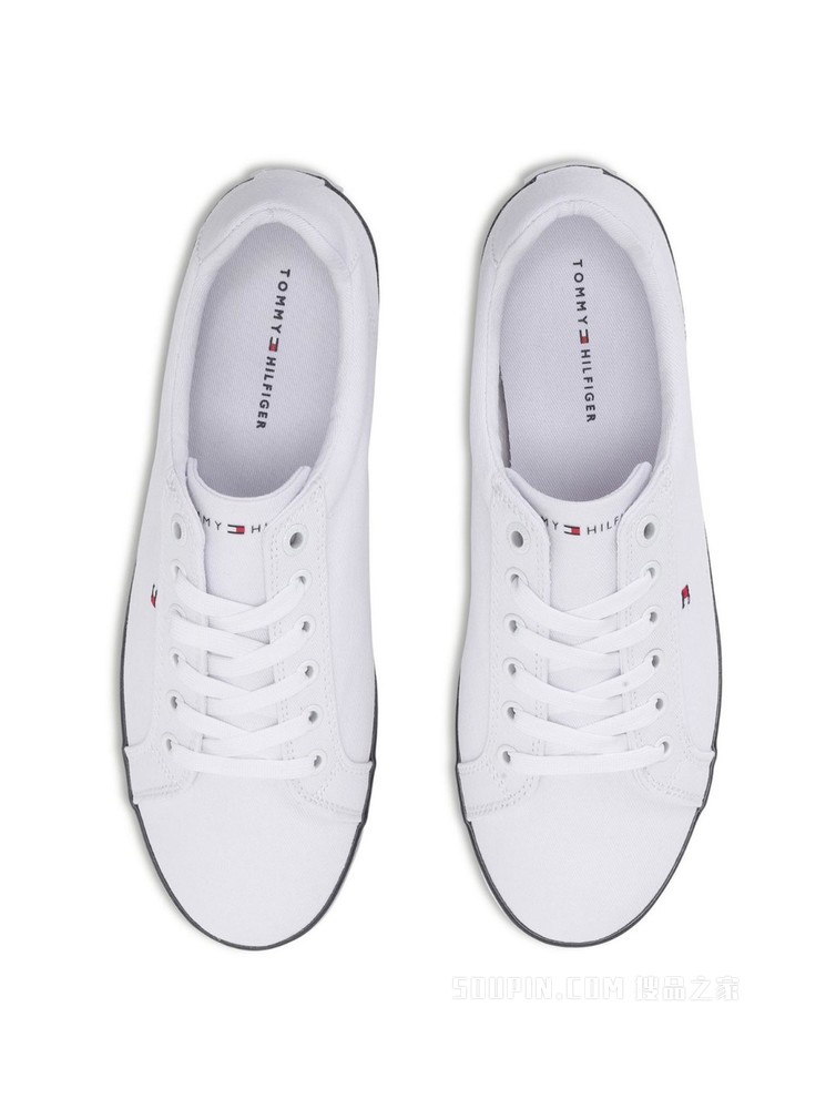 Tommy 22新款春夏女装时尚拼色小绣标系带休闲帆布鞋FW0FW06178