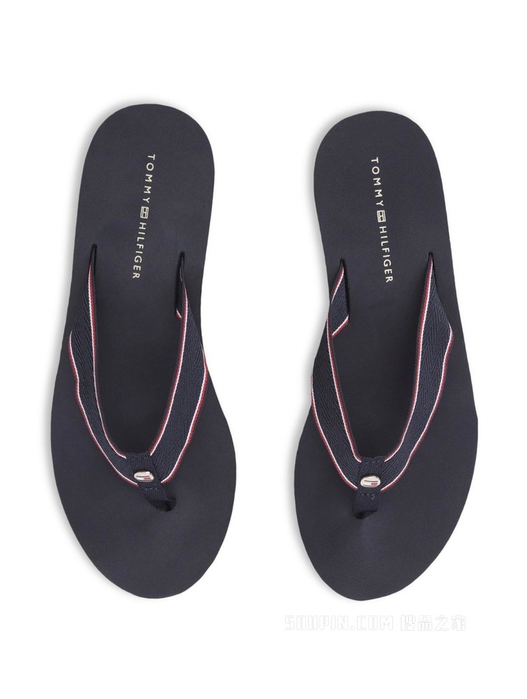 Tommy 22新款春夏女装时尚休闲织带拼色厚底增高人字拖FW0FW06463