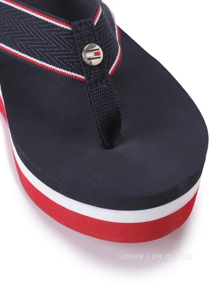 Tommy 22新款春夏女装时尚休闲织带拼色厚底增高人字拖FW0FW06463