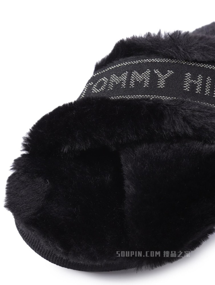Tommy 22新款春季女装时尚交叉LOGO织带家居绒毛拖鞋FW0FW06092